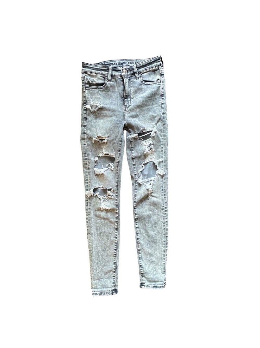 American Eagle Outfitters Blue Ripped Jeggings Size 0 Short